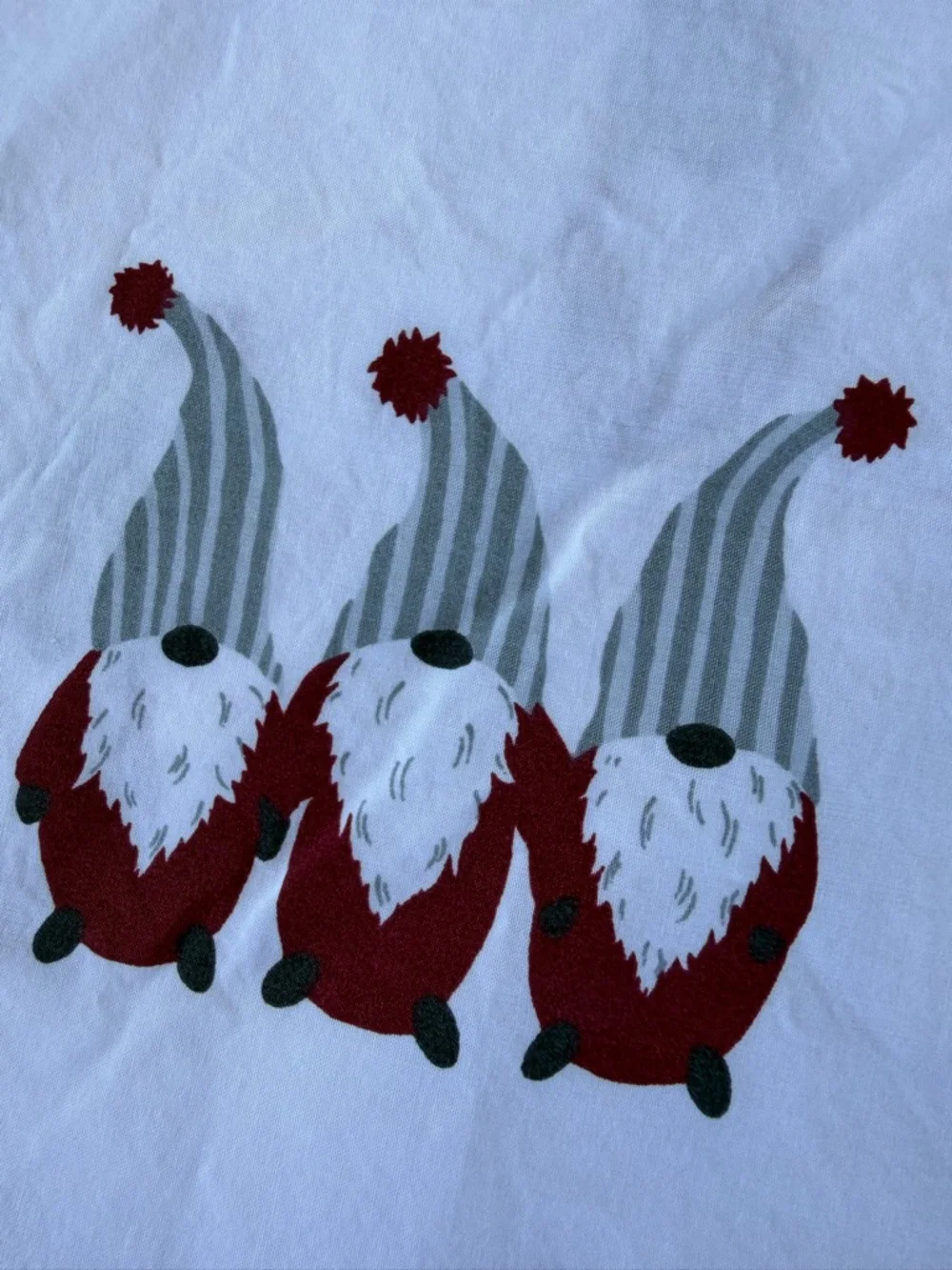 Pottery Barn Holiday Gnome 100% Organic Cotton 3-Piece Sheet Set Queen HTF GUC
